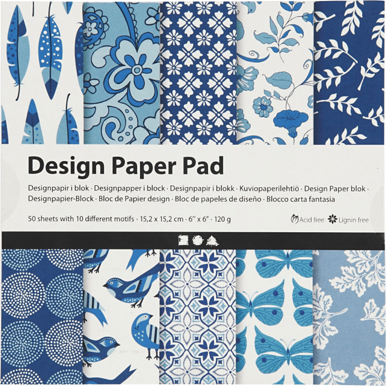 Creativ Company Papier CC Design Paper Pad Blue Boho Florals