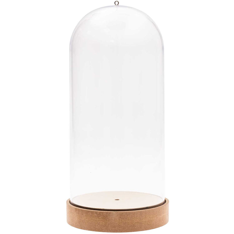 Creotime Decoratie Klein 10,5 x 6,5 x 6,5 cm Glazen stolp op houten voet