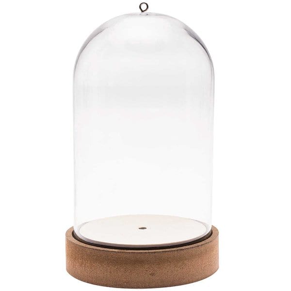 Creotime Decoratie Klein 10,5 x 6,5 x 6,5 cm Glazen stolp op houten voet