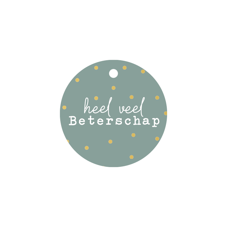 CuteDutch Cadeauverpakkingen Rond cadeaulabel - Heel veel beterschap