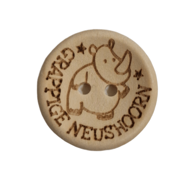 CuteDutch Knopen Houten knoop: Grappige Neushoorn
