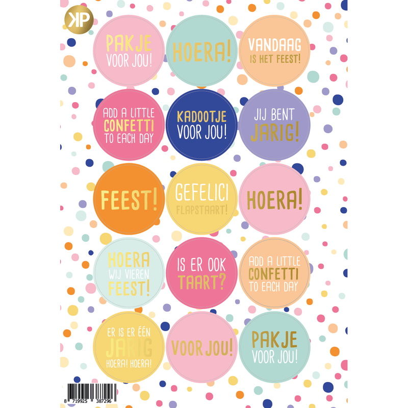CuteDutch Stationary Stickers - Assortiment Confetti feest (15 stuks)