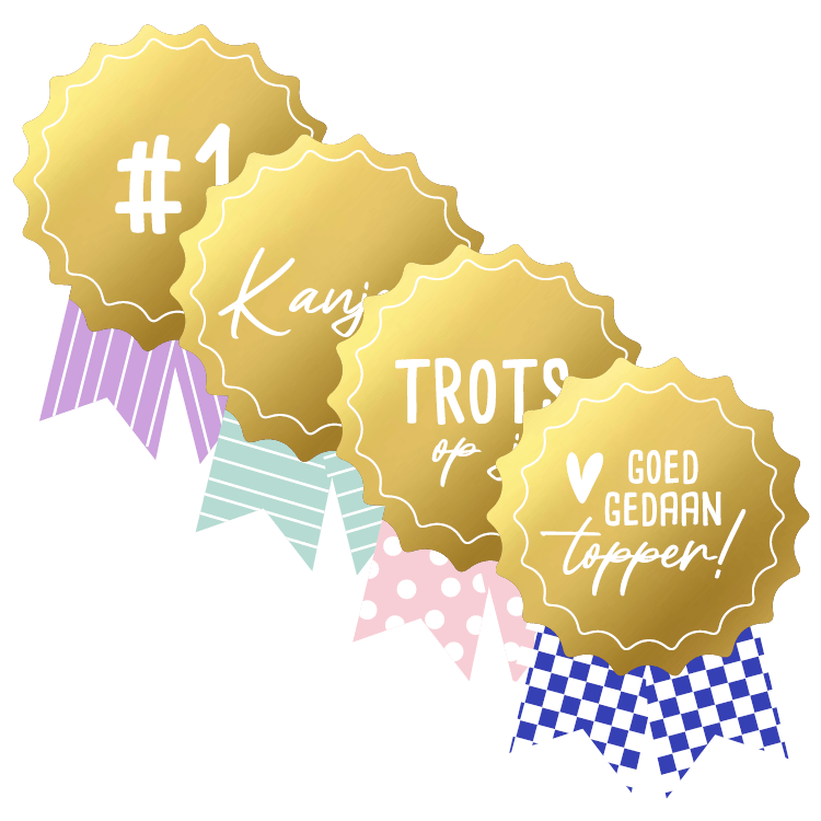 CuteDutch Stationary Stickers - Medaille Goed gedaan topper (12 stuks)