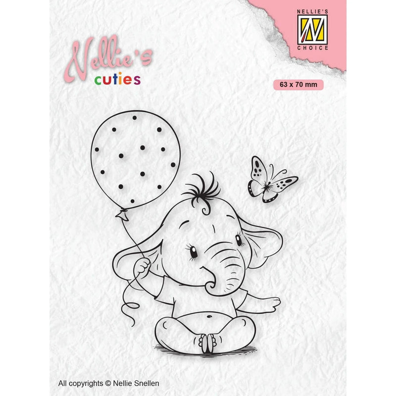 Nellie's Choice Clear Stamps Nellie's Cuties - Clear Stempels Baby Elephant with Balloon