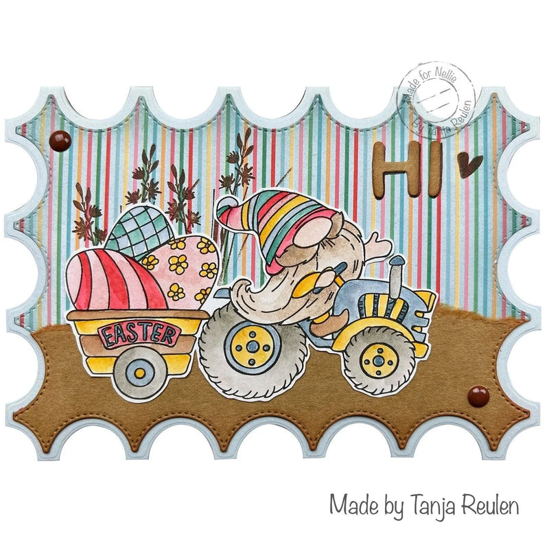 Nellie's Choice Clear Stamps Nellie's Cuties - Clear Stempels Easter Gnome on Tractor