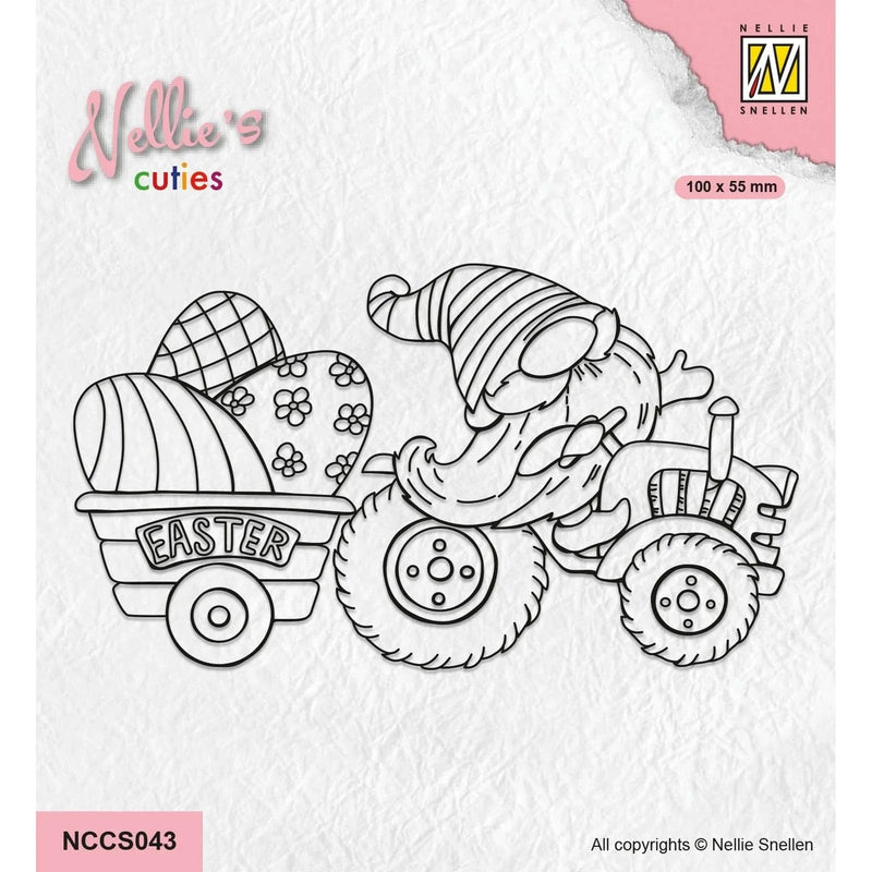 Nellie's Choice Clear Stamps Nellie's Cuties - Clear Stempels Easter Gnome on Tractor