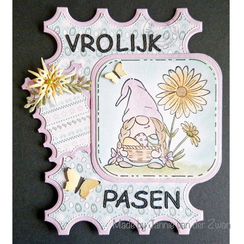 Nellie's Choice Clear Stamps Nellie's Cuties - Clear Stempels Easter Gnome with Flowers