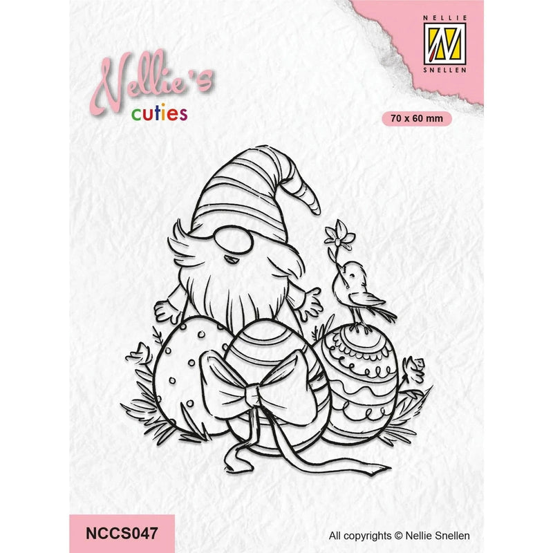 Nellie's Choice Clear Stamps Nellie's Cuties - Clear Stempels Easter Gnome with Little Birdy