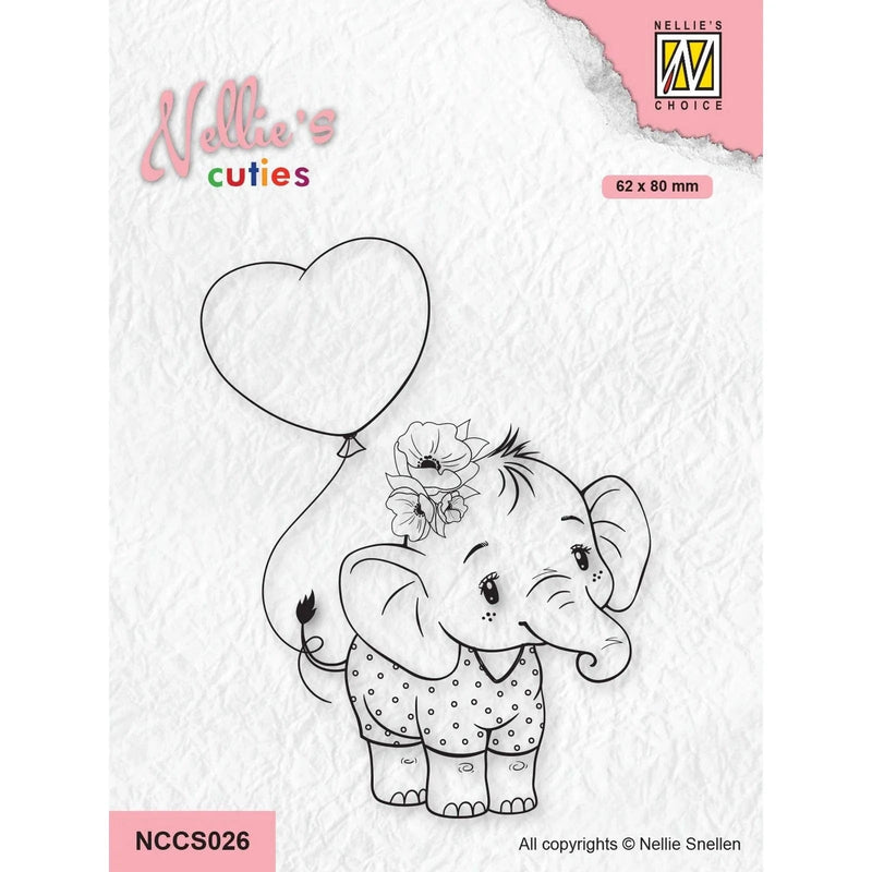 Nellie's Choice Clear Stamps Nellie's Cuties - Clear Stempels Elephant with Heart Balloon