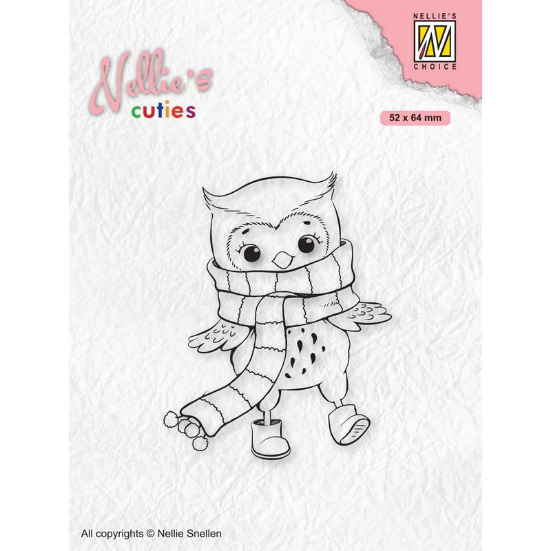 Nellie's Choice Clear Stamps Nellie's Cuties - Clear Stempels Owl with Winter-Scarf