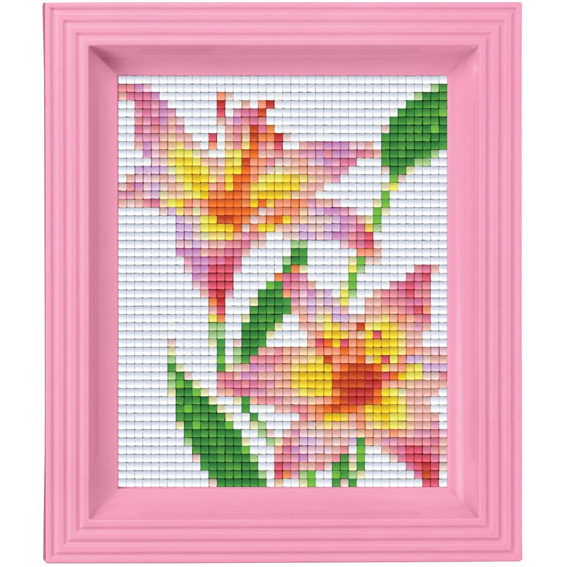 Pixelhobby DIY-Pakketten Pixelhobby Giftpack Roze lelies met lijst