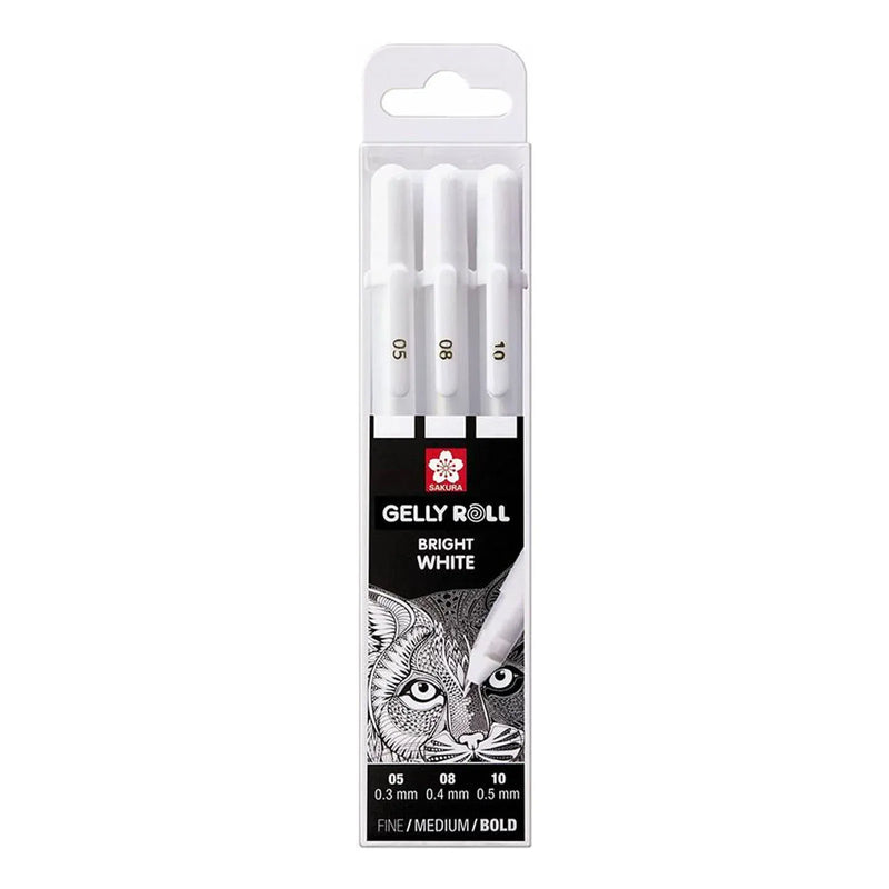 Sakura Schrijfwaren Sakura - Gelly roll gelpen 05, 08 & 10 Wit (3 stuks)