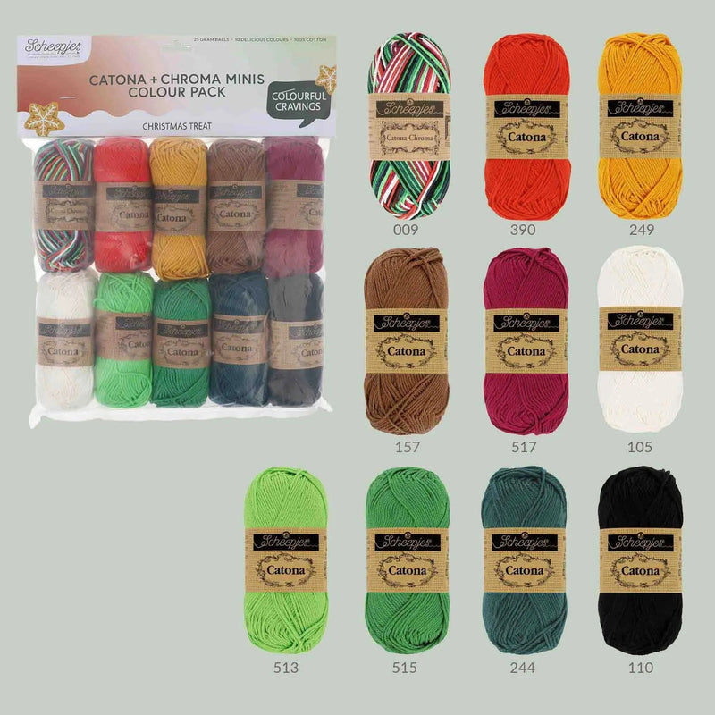 Scheepjes Wol & Garens Scheepjes Catona en Chroma Colour Pack 10x25g - Christmas Treat