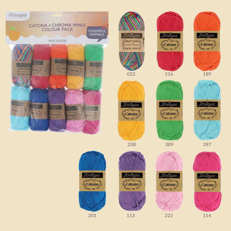 Scheepjes Wol & Garens Scheepjes Catona en Chroma Colour Pack 10x25g - Fruit Platter