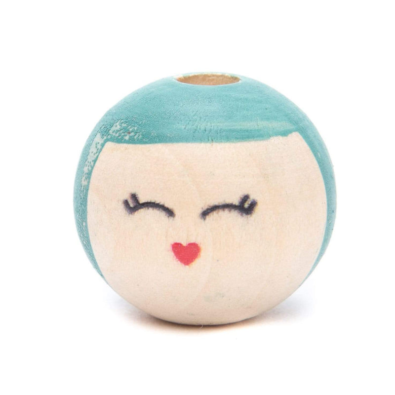 Cute Creative Kralen Houten Kraal Smiley 25 mm Mint