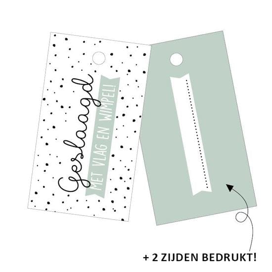 CuteDutch Cadeauverpakkingen Cadeaulabel - Geslaagd met vlag en wimpel