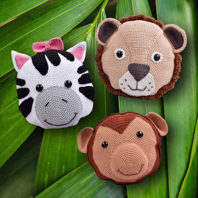 CuteDutch Garenpakketten Zebra, leeuw en aap Garenpakket: Dierenkussens