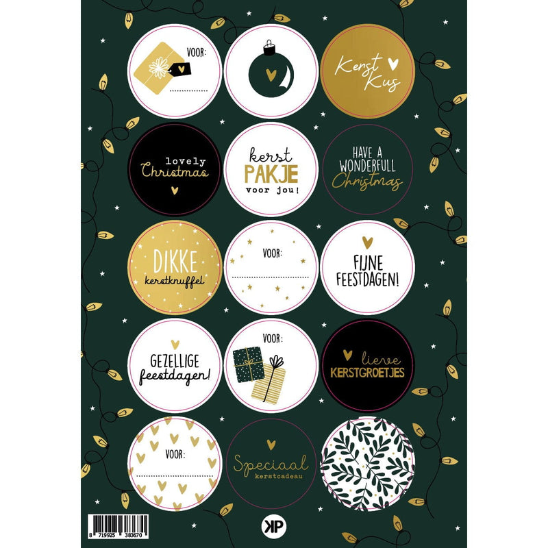 CuteDutch Stationary Stickers - Assortiment Kerst Goudfolie (15 stuks)