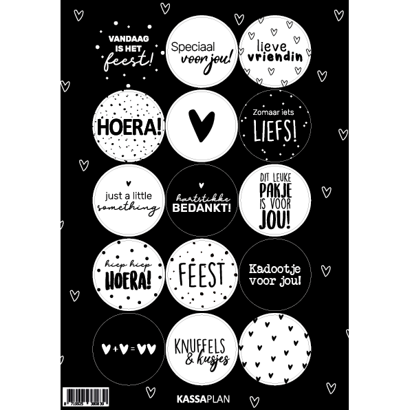 CuteDutch Stationary Stickers - Assortiment Zwart/Wit (15 stuks)