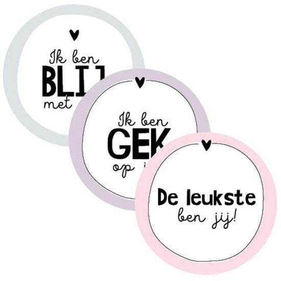 CuteDutch Stationary Stickers - Ik ben blij met/gek op jou (12 stuks)