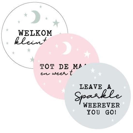CuteDutch Stationary Stickers - Welkom kleintje / tot de maan (12 stuks)