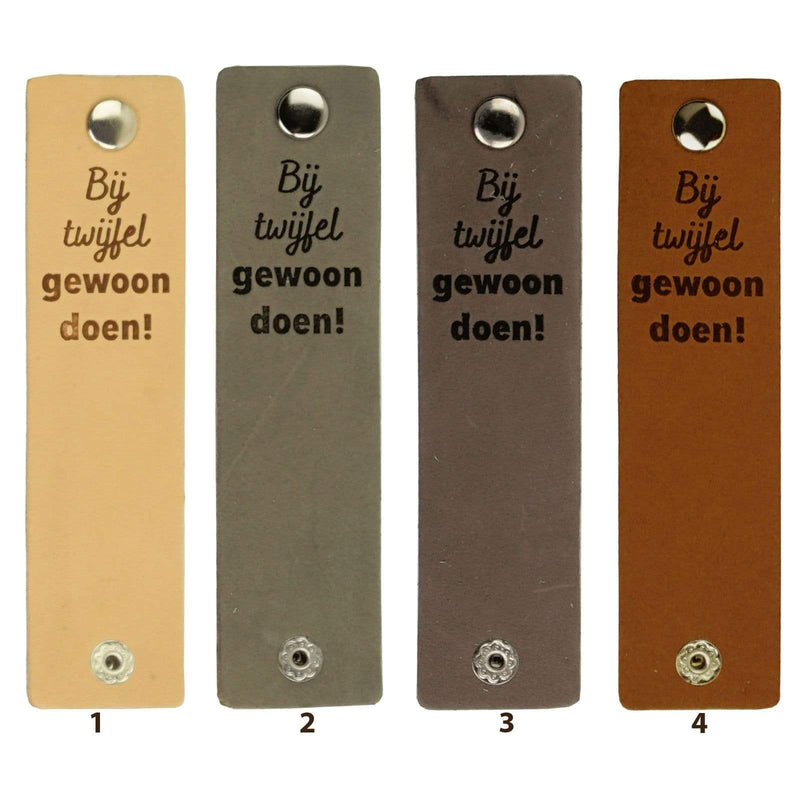 Durable Labels Durable - Leren Label Bij twijfel gewoon doen met drukknoop (2 stuks)