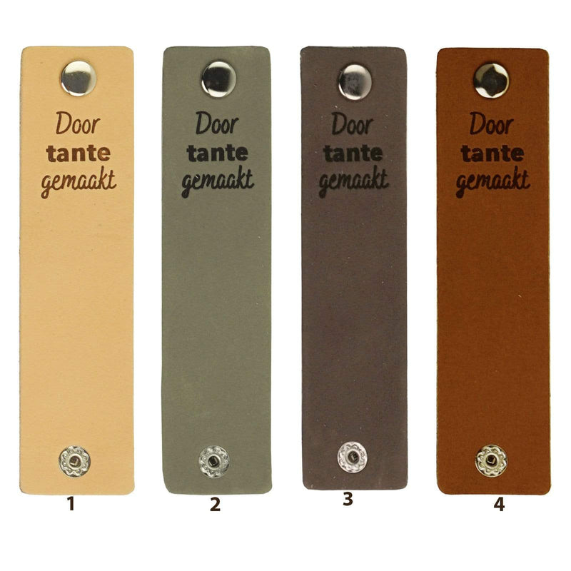 Durable Labels Durable - Leren Label Door Tante gemaakt met drukknoop (2 stuks)