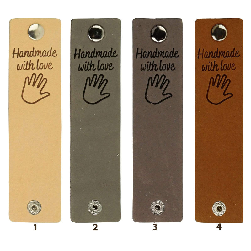 Durable Labels Durable - Leren Label Handmade with Love met drukknoop (2 stuks)