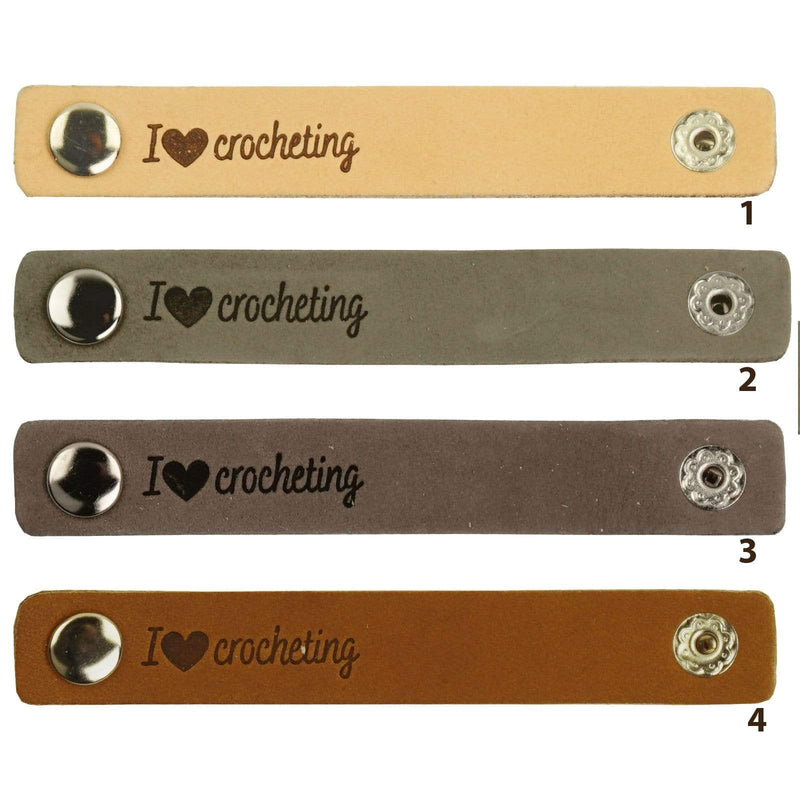 Durable Labels Durable - Leren Label I Love Crocheting met drukknoop (2 stuks)
