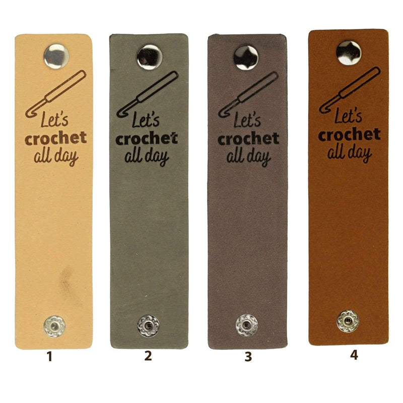 Durable Labels Durable - Leren Label Let's Crochet all day met drukknoop (2 stuks)
