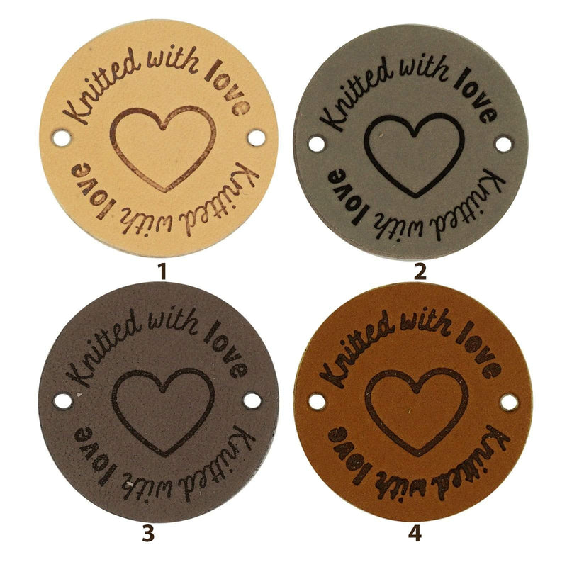 Durable Labels Durable - Leren Label Rond Knitted with Love (2 stuks)