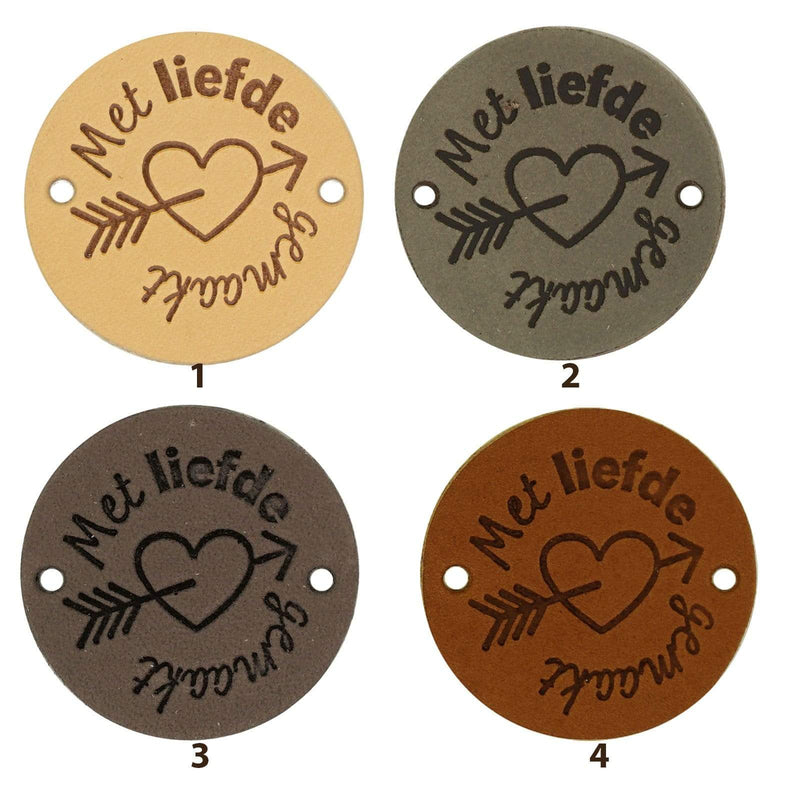 Durable Labels Durable - Leren Label Rond Met liefde gemaakt (2 stuks)