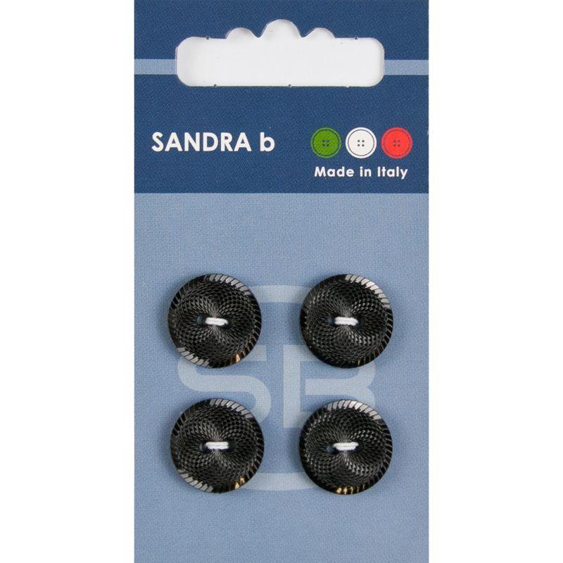 Sandra B knopen C145 maat 24 - 15 mm Zwart met motief