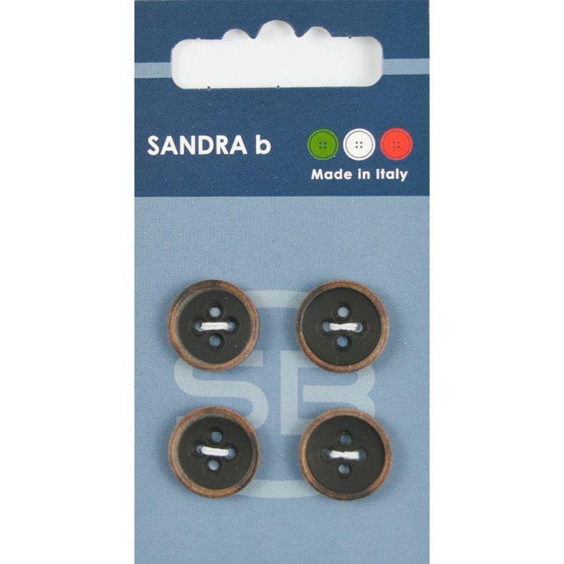 Sandra B knopen C181 maat 24 - 15 mm Zwart/Bruin