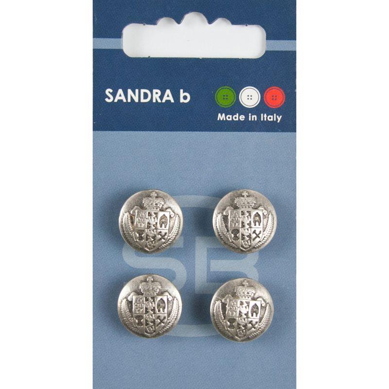 Sandra B knopen C202 maat 24 - 15 mm Zilver z/gaatjes