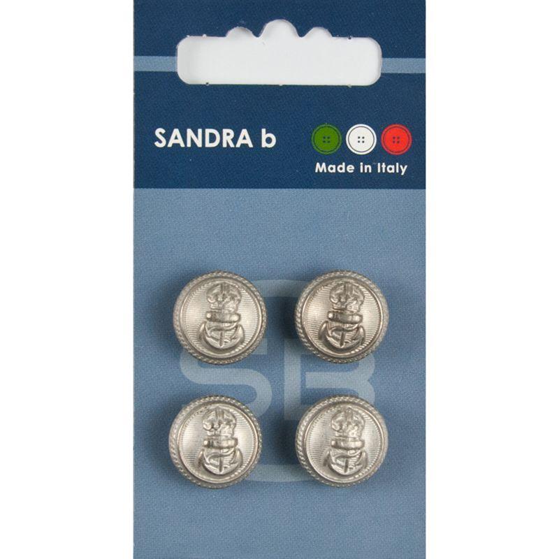 Sandra B knopen C204 maat 24 - 15 mm Zilver z/gaatjes