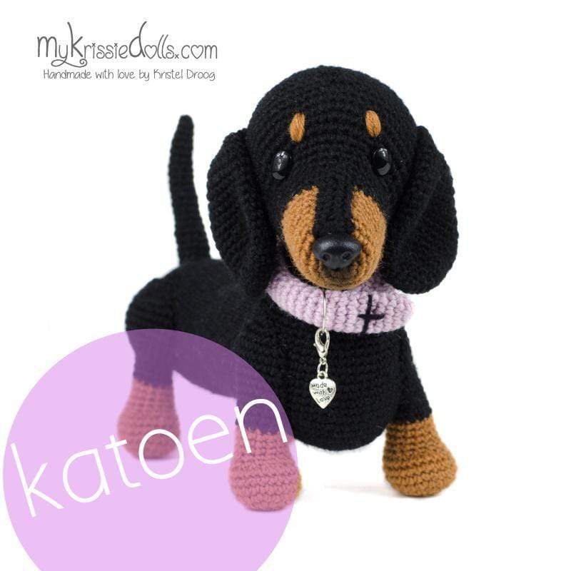 MyKrissieDolls Garenpakketten Black and Tan teckeltje 'Lin' DoggyBag Teckeltjes Fin of Lin - Katoen